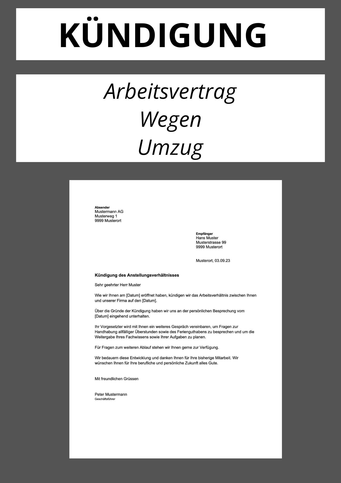 Kündigung Arbeitsvertrag Wegen Umzug