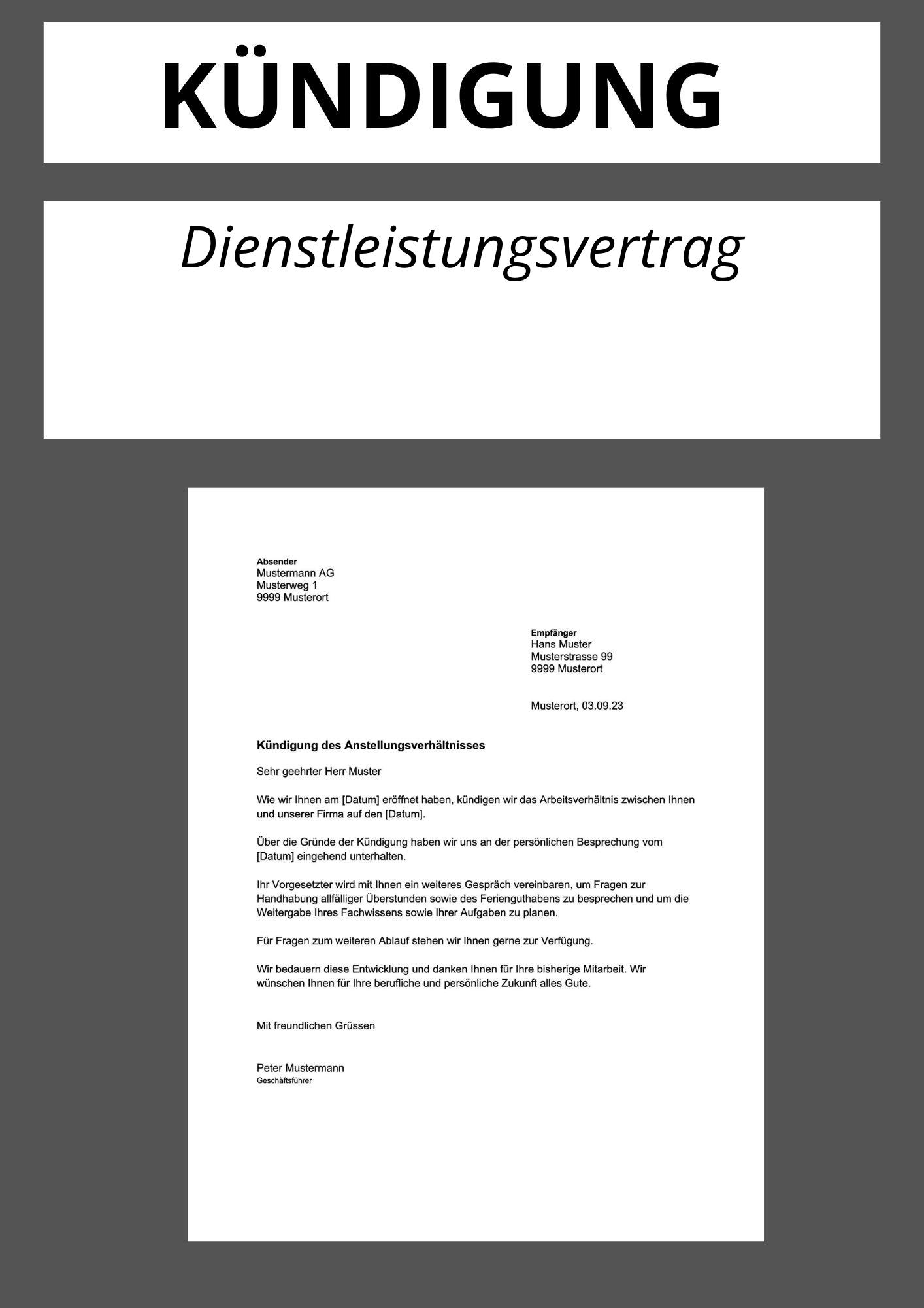 Kündigung Dienstleistungsvertrag