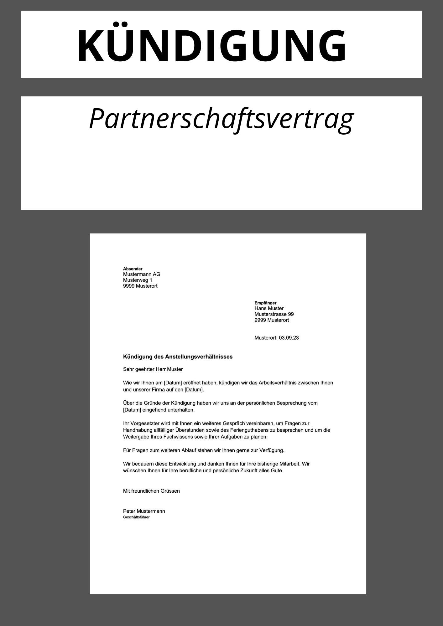 Kündigung Partnerschaftsvertrag